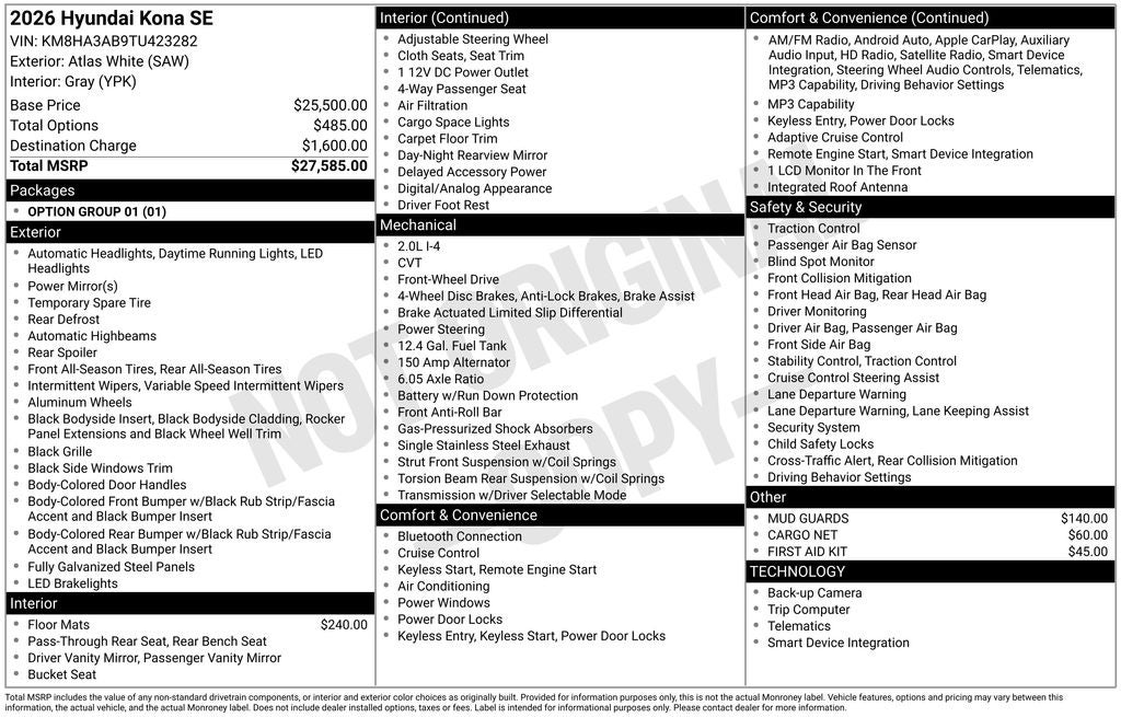 2026 Hyundai KONA SE FWD