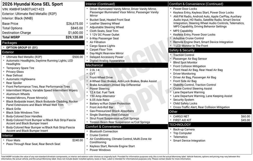 2026 Hyundai KONA SEL Sport FWD