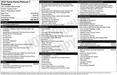 2024 Toyota SIENNA PLT AWD Platinum 7 Passenger
