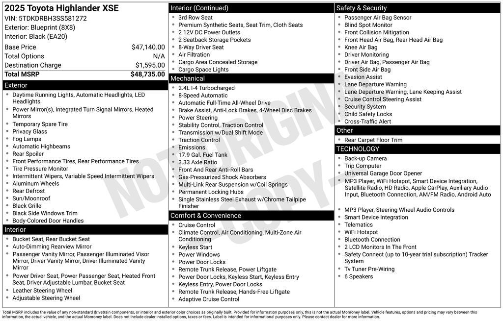 2025 Toyota Highlander XSE