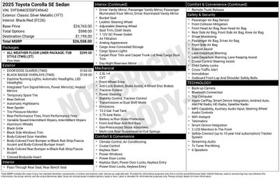 2025 Toyota COROLLA SE