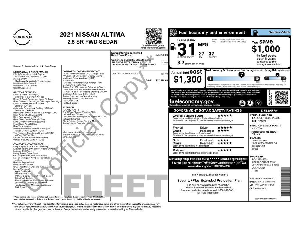 2021 Nissan Altima 2.5 SR