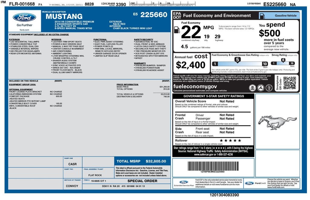2014 Ford Mustang V6 Premium