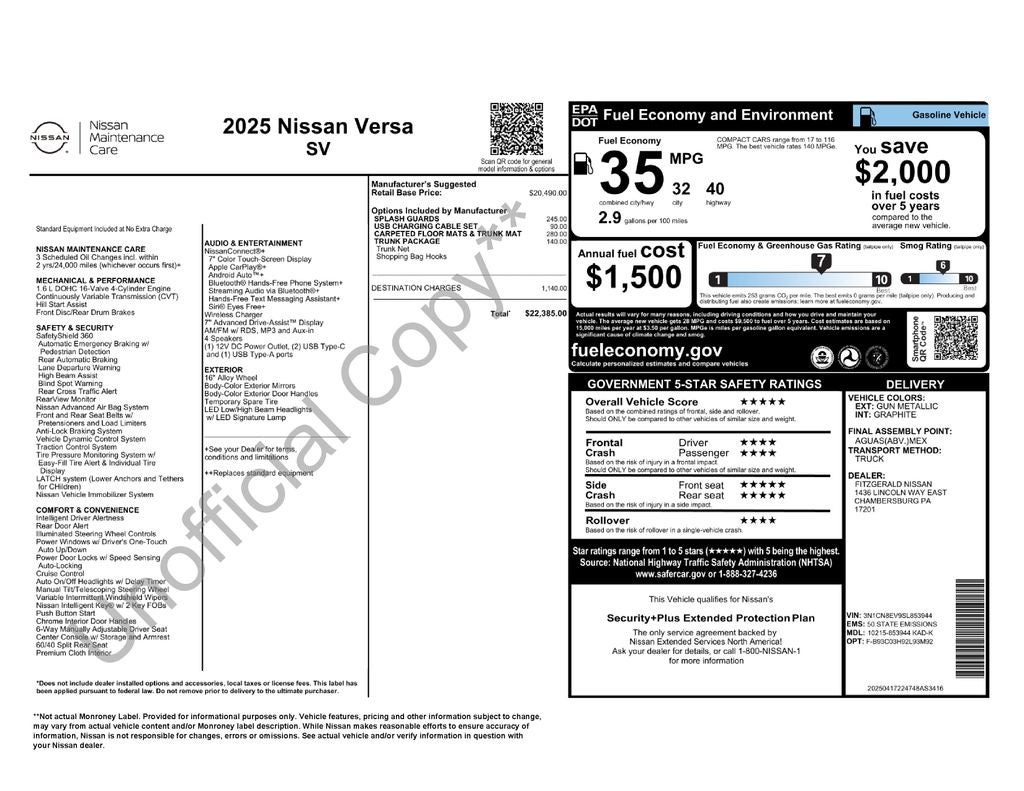 2025 Nissan Versa 1.6 SV