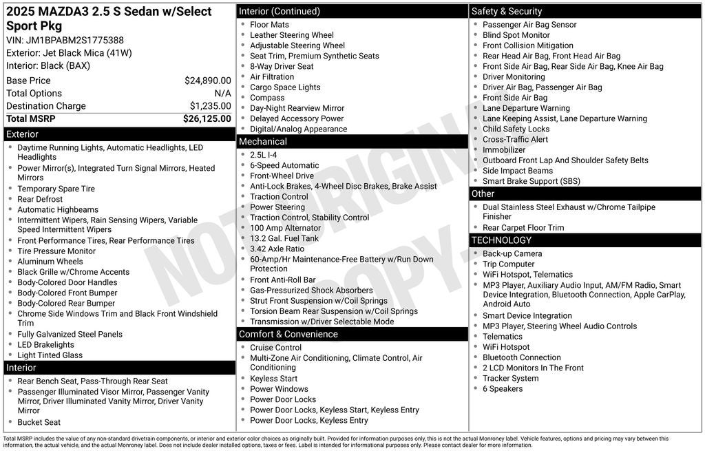 2025 Mazda Mazda3 2.5 S Select Sport